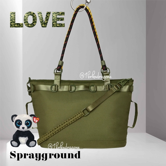 Sprayground Camo Military Limuted Edition Tote Olive Green Quilted Rope NWT RARE - Picture 2 of 15